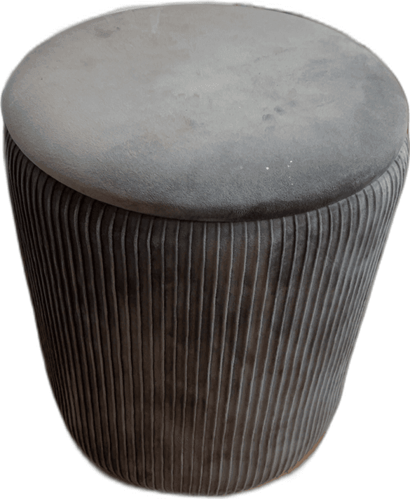 Modern Gray Velvet Ribbed Storage Ottoman