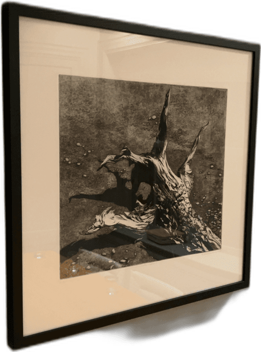 Framed Abstract Monochrome Tree Root Art Print