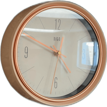 Hito Modern Round Wall Clock in Rose Gold and Cream